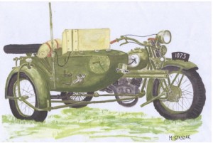 [V02] HEAVY MOTORCYCLE M111 SOKÓŁ(FALCON) with SIDE CAR and Radio-Station