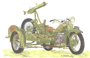 [V06] HEAVY MOTORCYCLES M111 SOKÓŁ (FALCON) 1000 with POLISH HEAVY MACHINE GUN (Anti-Aircraft) - BROWNING wz.30