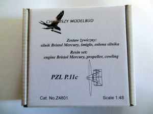 1:48 zestaw żywiczny silnik Bristol Mercury ,śmigło,osłona silnika do PZL P.11c 