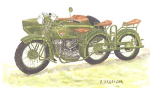 [V08] HEAVY MOTORCYCLES M111 SOKÓŁ (FALCON) 1000 TYPE  T with SIDE CAR
