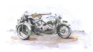 [V05] HEAVY MOTORCYCLE M111 SOKÓŁ(FALCON)1000 with POLISH HEAVY MACHINE GUN BROWNING wz.30