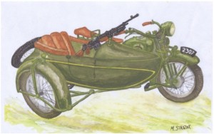 [V04] HEAVY MOTORCYCLE M111 SOKÓŁ(FALCON)1000 with SIDE CAR and Browning wz. 28